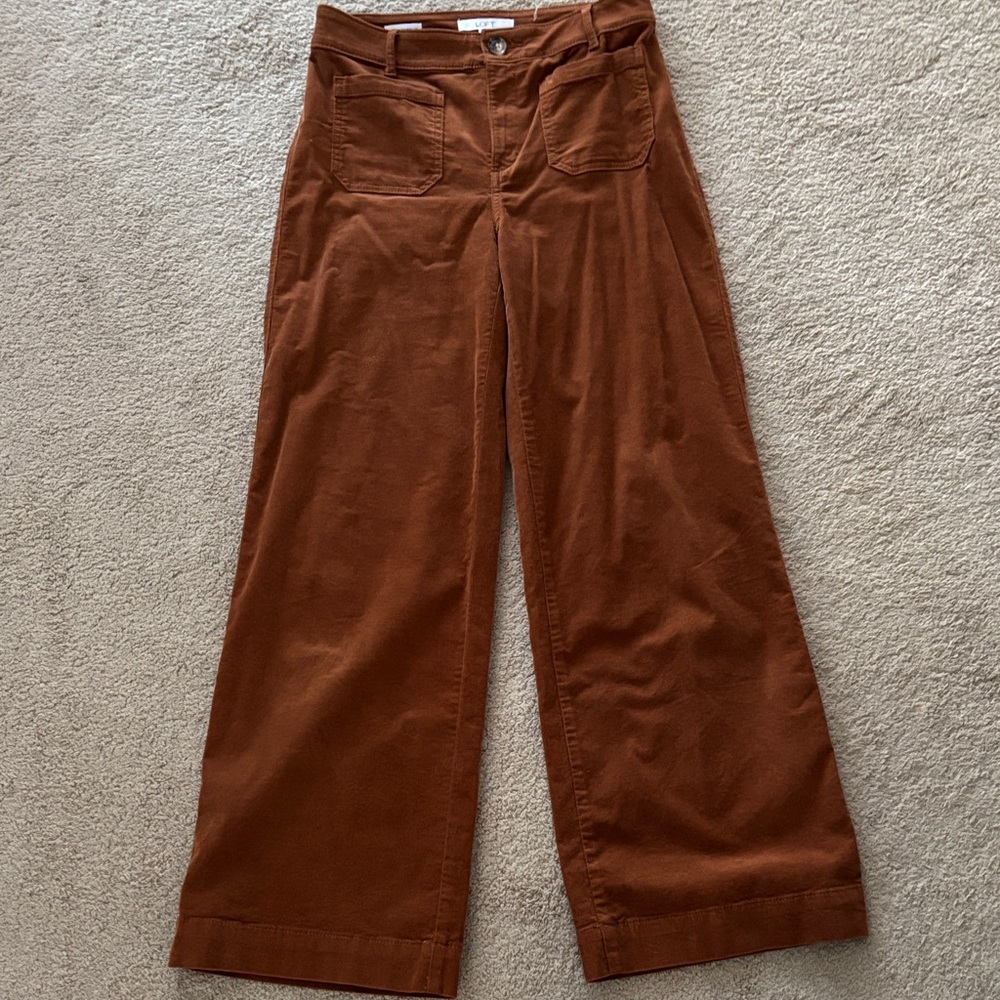 LOFT Rust Corduroy Wide-Leg Pants